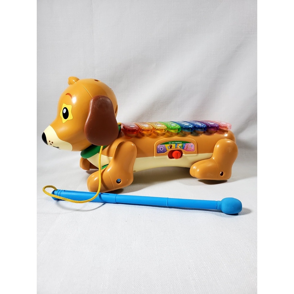 VTech Zoo Jamz Xylophone Dog Pull Toy Musical Lights & Sounds w/Mallet-WORKING